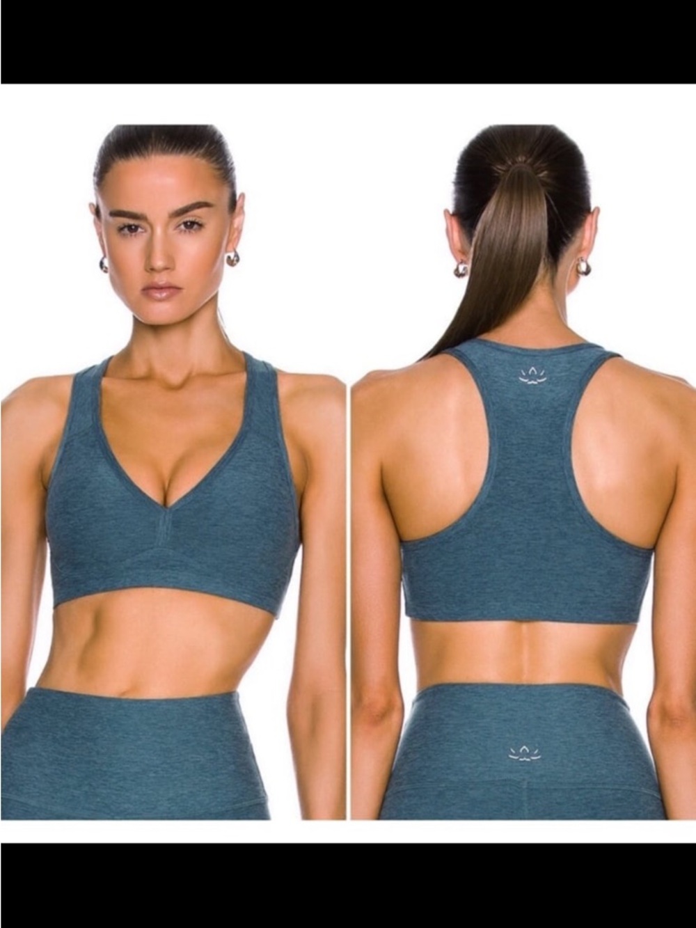 Beyond Yoga Spacedye Lift Your Spirits Sports Bra - Teal - Size Small